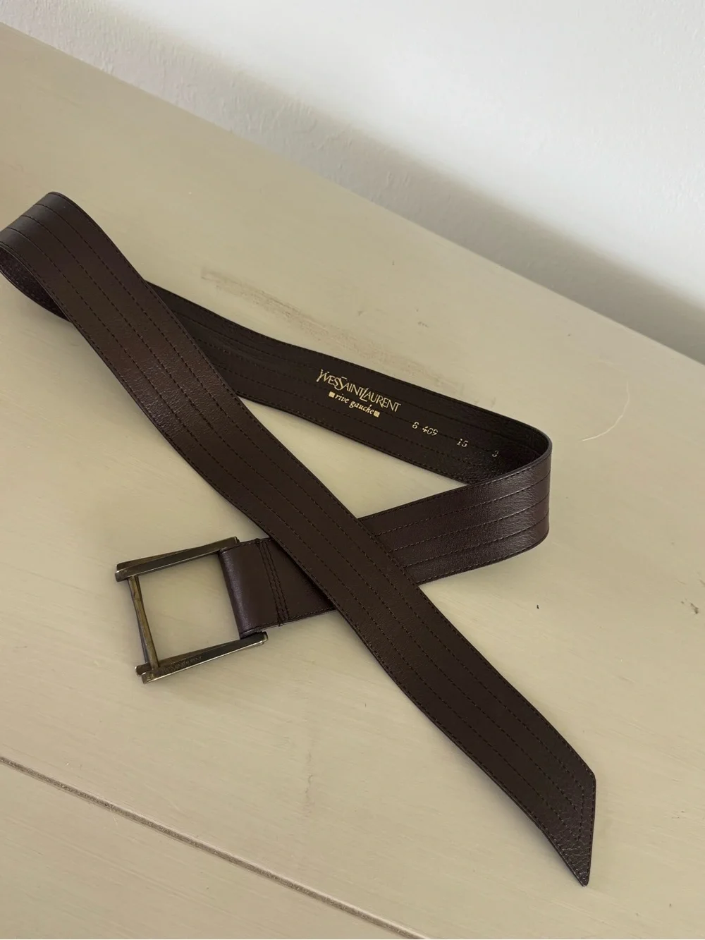 Yves Saint Laurent Black leather  - Belt with Square Buckle